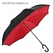 AmbrellaOK Premium Double Layer Inverted Umbrella with Reverse Folding Design Hands Free Handle Lightweight & Windproof Ideal Gift for Women & Men