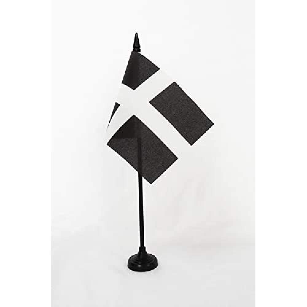 AZ FLAG - Cornwall county Table Flag 4'' x 6'' - Cornwall county Office Mini Banner 100% Polyester 15 x 10 cm - Mini Desk Flag with 10'' Pole and Black Plastic Base