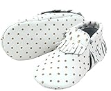 Fashionable Leather Baby Moccasins with Tassels and Gold Dots (18-24 month)