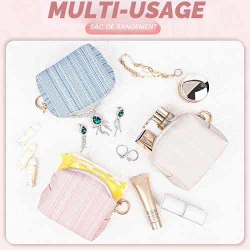 10*5,5*8cm Mini Trousse de Toilette Fille Pochette Maquillage Femme Sac Rangement pour Rouge à Lèvres Vernis a Ongle en Cuir Trousse de Voyage Portable Cadeau Filles Femmes Anniverssaire Noel(Bleu)