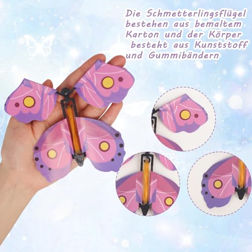 VGOODALL 24 Stück Fliegende Schmetterlinge, Magische Schmetterling Spielzeug Magic Flying Butterfly Card Wind up Butterfly Toy Fliegender Schmetterling Karte