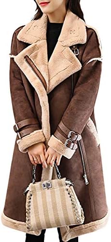 Aiwendish Women's Sherpa Lined Suede Coat Faux Fur Leather Jacket