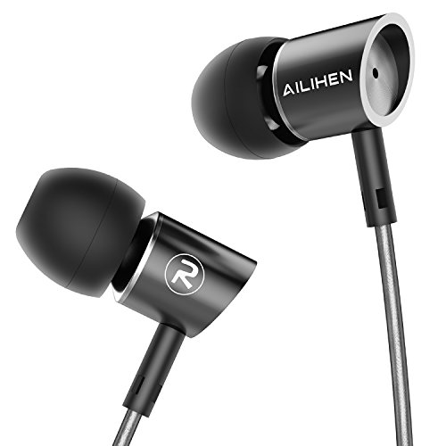 AILIHEN Metal Earbuds with Microphone in Ear Headphones Wired Earphones for Android/iOS Cell Phones iPad iPod Laptop Tablet Computer