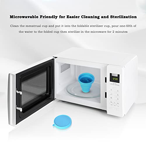 Menstrual Cup, Soft and Flexible Menstrual Cups Come with Foldable Sterilizing Cleaner Cup and Storage Bag, Reusable Premium Silicone Microwavable Friendly