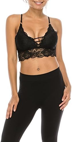 Kanji Sexy Floral Embroidered Bralette (1076_Black)