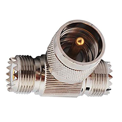 1/2pcs UHF Male to Dual Female Adapter T RF Splitter Connector Male and Female ConverterFour - Thumbnail 2
