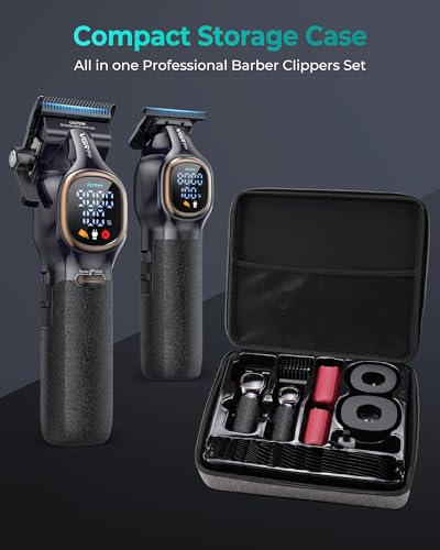 VGRPRO Professional Hair Clippers for Men, Professional Barber Clippers and Trimmer Set, Cordless Hair Clippers for Hair Cutting with Package Case, Powerful 9000 PRM Rechargable Electric Clippers