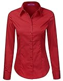 LA BASIC Women's Long Sleeve Button Down Collared Shirts S-3XL (38 Colors)
