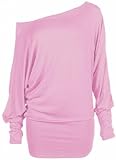 Funky Boutique Womens PLUS SIZE Batwing Top Plain Long Sleeve Off Shoulder Big Size Tshirt Top 16-26