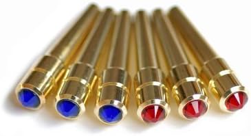 WE Games Brass Cribbage Pegs with Swarovski?Austrian Crystals & Velvet Pouch - Set of 6 (3 Red, 3 Blue) by Wood Expressions, Inc.