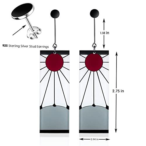 925 Sterling Silver Tanjiro Earrings,Anime Demon Slayer Cosplay