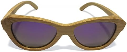 NOOICE Women's 55mm Purple Lens Katness Polarized Bamboo Sunglasses