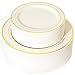 WDF 102 pieces Gold Plastic Plates- Ivory with Gold Rim Disposable Party Wedding,Premium Heavy Duty 51-10.25