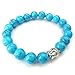 KONOV Natural Energy Stone Beads Gemstone Mens Womens Bracelet, 10mm Buddha Mala, Blue Silver