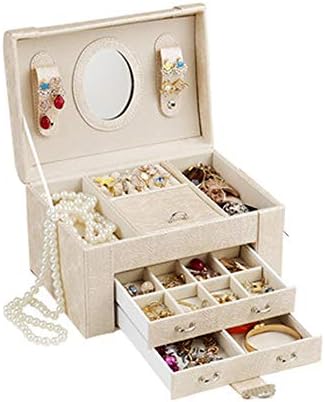 OSMMA Jewelry Box, Jewelry Box for Girls Travel Jewelry Box Earring Jewelry Box Silver Jewelry Box Storage Box Ring Box Makeup Box Boutique Jewelry Box Multi-Layer Jewelry Box Pu Material,Gold