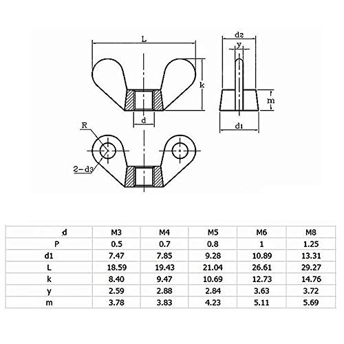 image for Hilitand Pack of 10 Pcs M3-M8 Stainless Steel SS316 Wing Nut DIN315 Bu