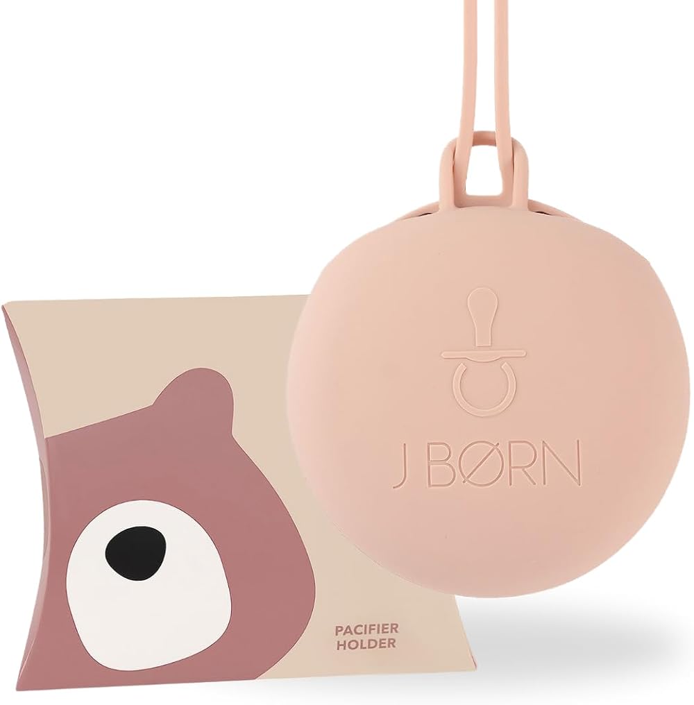 j. børn Silicone Dummy Case 3 Dummies Storage Portable Pacifier Holder Blush
