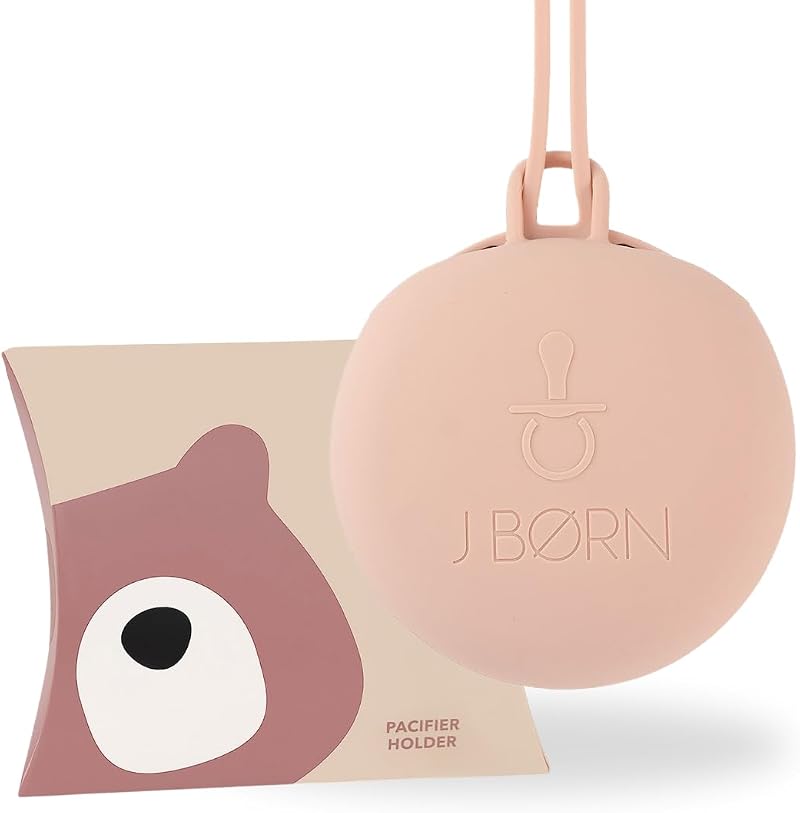 j. børn Silicone Dummy Case 3 Dummies Storage Portable Pacifier Holder Blush