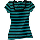 Women Y2k Crop Graphic T Shirts Stripes Short Sleeve Tees Causal Streetwear | Retro stripe design;Slim tailored fit;Soft stretch fabric;Simple versatile cut;Easy daily matching