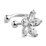 JOVIVI 2pc Women Silver Gold Flower Cubic Zirconia Ear Wrap Charm Cuff Earring Cartilage Stud Clip On No Piercing