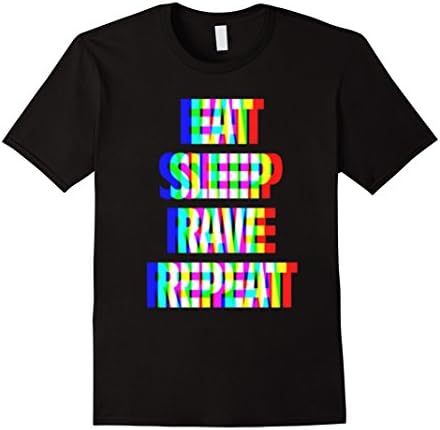 Men's Eat Sleep Rave Repeat Regular Fit 3D T-Shirt Large Black