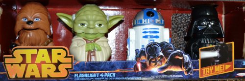 Star Wars Flashlight 4-Pack Chewbacca Yoda R2-D2 and Darth Vader