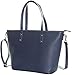 Faux Leather Tote Bag For Women - Convertible Crossbody Tote And Handbag - Top Handle Satchel Purse With Top Zipper Closure (NAVY)