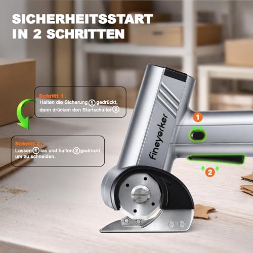 Tijeras eléctricas 4 velocidades corte cartón tela cuero PVC USB-C LED（Gris）