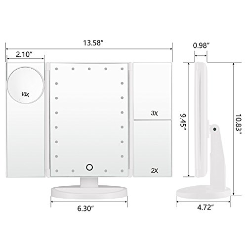 Magicfly Vanity Mirror Lighted Makeup Mirror 10X 3X 2X 1X Magnifying Mirror with 21 LED Lights