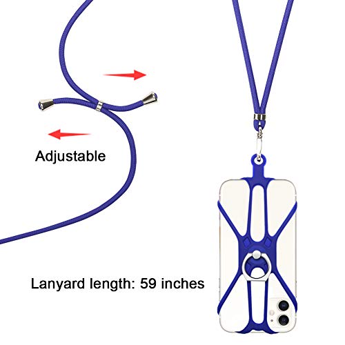 Cell Phone Lanyard, COCASES Crossbody Neck Strap Silicone Phone Holder with Ring Stand for iPhone, Galaxy & Most Smartphones (Blue)