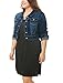 uxcell Women Plus Size Button Closed Cropped Denim Jacket Dark Blue 1X