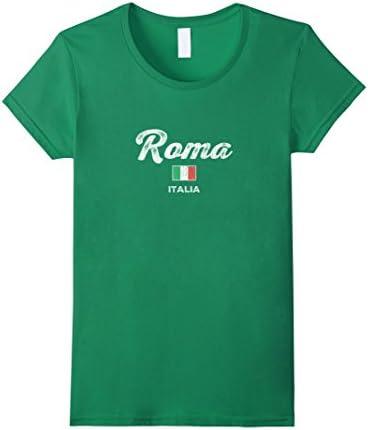 Womens Rome Italy T-Shirt Vintage Sports Script Roma Italia Tee XL Kelly Green