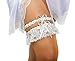 LR Bridal Ivory lace Wedding Garter for brides with bow embellish, Set of 2. One for keeps and one for garter throw!