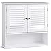TANGKULA Wall Cabinet, Hanging Bathroom Medicine Cabinet with Double Shutter Doors and Adjustable Shelf, 26 x 8.5 x 25 Inches, White