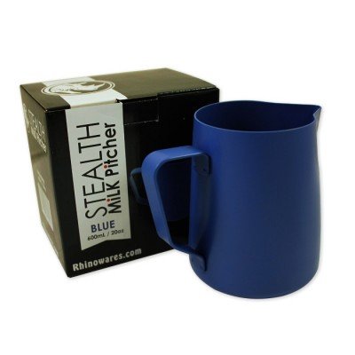 BrewGlobal Rhinoware Stealth Milk Pitcher, Stainless Steel 20 oz - Blue (RHBLUE20OZ)