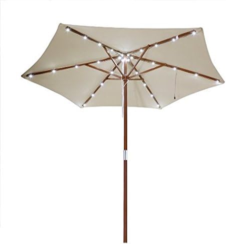 8 Ft Outdoor Patio Umbrella With Solar Led Lights Amazon Co Uk Garden Outdoors