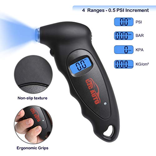 CZC AUTO Digital Tire Pressure Gauge Reader Checker 4 Settings Digital
