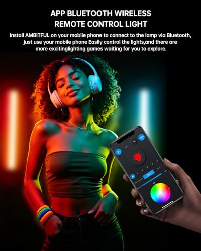 AMBITFUL A2 RGB LED Light Wand -Full Color Magnetic Video Light Stick,Handheld Tube Light with APP Control 29 Effects, 2500-8500K, 2500mAh, CRI 95+ for Photography, YouTube, TikTok (A2)