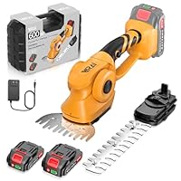 Cordless Hedge Trimmer, 2-in-1 Hedge Trimmer, Ultra Long Battery Life with Battery*2, high-Power and high-Capacity Grass Trimmer for Gardens, Yards and lawns, Including Charger