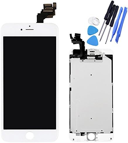 Huashe iPhone 6 Plus 5.5 Inch LCD Display Screen Replacement Full Touch Digitizer Assembly with Proximity Sensor + Ear Speaker + Front Camera (White)