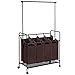 SONGMICS 4-bag Rolling Laundry Sorter with Hanging Bar Heavy-duty with Wheels & Larger Bags Brown URLS44S