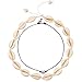 MUYOU Cowrie Shell Choker Necklace for Women Boho Shell Pendant Necklace Corded Seashell Necklace Cowry Collar Necklace Shell Beach Jewelry for Womens (White and Black)