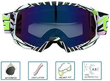 CRG Sports Motorcycle Goggle ATV Dirt Bike Off Road Racing Motocross Goggles for Men, Women, Adults