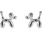 QLUYCKW Small Balloon Dog Earrings Hypoallergenic Exquisite Cute 925 Sterling Silver Gold Plated Lovely Animal Pet Stud Earrings Piercing Studs Post Barbell Bar Fashion Jewelry Gifts for Women Female Dog Lovers
