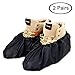 LINKEASE Reusable Boot & Shoe Covers Water Resistant Non Skid and Washable for Real Estate Contractors to Keep Floors Carpets Footwear and Rooms Clean - 2 Pairs (Extra Large, Black)