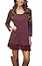 MiYang Women's Purple Long Sleeve A-line Lace Stitching Trim Casual Dress L