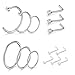 D.Bella Silver Nose Ring Hoop 18 Gauge-Nose Ring Hoop 8mm 10mm 12mm Nose Screws and Clear Nose Studs