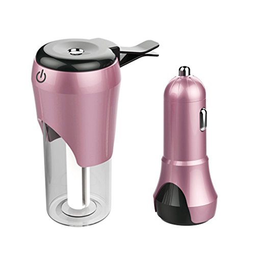 Rumfo Car Humidifier 50ML Essential Oil Diffuser, Mini Cool Mist Aroma Diffuser With USB Car Charger Power-Off Protection for Vehicle Office Travel Home (Pink)