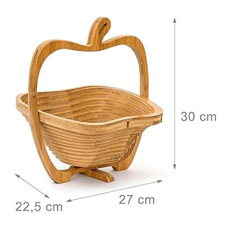 Slb Works Wooden Collapsible Apples Shape Basket Kitchen Fruits