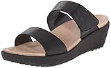 crocs Women's A-Leigh 2 Strap Mini W Wedge Sandal, Black/Black, 9 M US